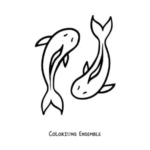 Image à colorier d'un emoji des Poissons