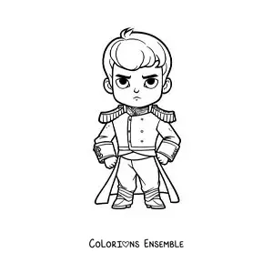 Image à colorier de Napoléon Bonaparte version kawaii