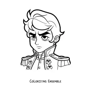 Image à colorier de Napoléon Bonaparte version kawaii et toute mignonne