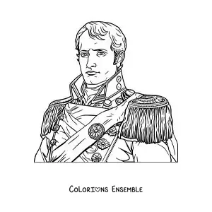 Image à colorier de Napoléon Bonaparte dans un style réaliste