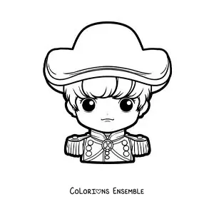 Image à colorier de Napoléon Bonaparte version kawaii pour les enfants