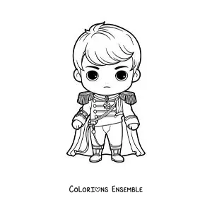 Image à colorier de Napoléon Bonaparte version kawaii en général