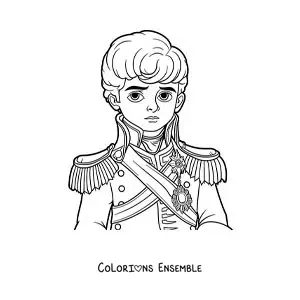 Image à colorier de Napoléon Bonaparte tout mignon dans sa jeunesse