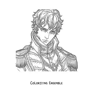 Image à colorier de Napoléon Bonaparte dans un style anime