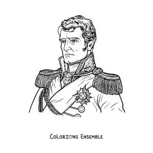 Image à colorier d'un portrait réaliste de Napoléon Bonaparte