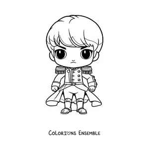 Image à colorier de Napoléon Bonaparte version kawaii et toute simple