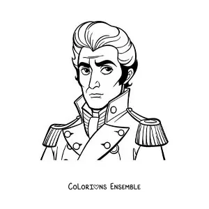 Image à colorier de Simón Bolívar tout mignon en dessin