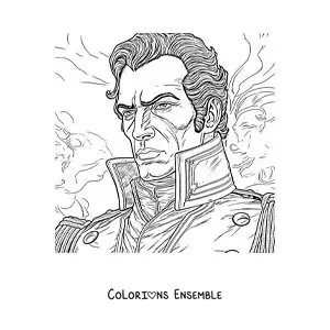 Image à colorier d'une reconstitution du visage de Simón Bolívar