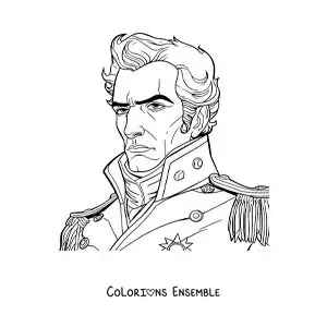 Image à colorier de Simón Bolívar en libérateur, tout mignon