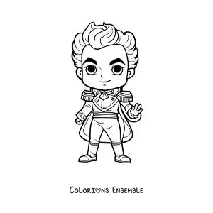 Image à colorier de Simón Bolívar tout mignon, version kawaii