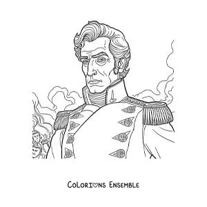 Image à colorier de Simón Bolívar dans une bataille