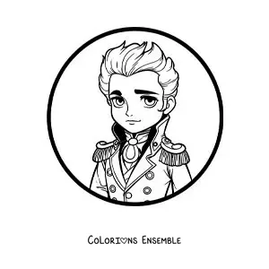 Image à colorier de Simón Bolívar version kawaii dans un style anime