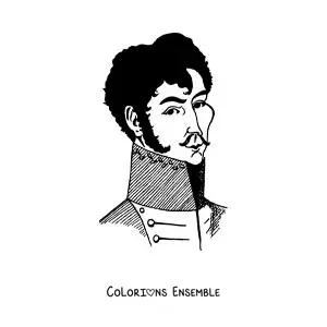 Image à colorier de Simón Bolívar réaliste avec une moustache