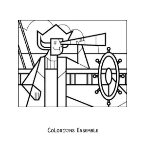 Image à colorier toute simple de Christophe Colomb découvrant l'Amérique