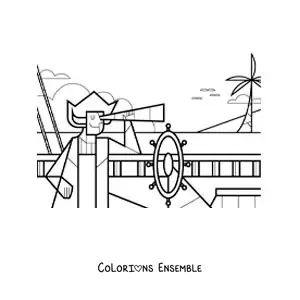 Image à colorier de Christophe Colomb arrivant en Amérique, pour les enfants