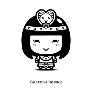 Image à colorier de Cléopâtre kawaii
