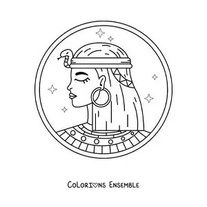 Image à colorier du visage de la reine Cléopâtre