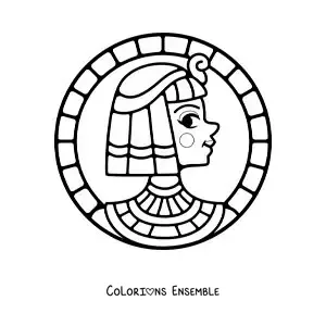 Image à colorier du visage de Cléopâtre version dessin animé