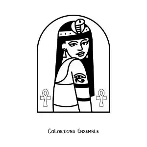 Image à colorier de la belle reine égyptienne Cléopâtre
