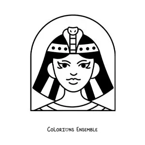 Image à colorier du visage de Cléopâtre, version facile