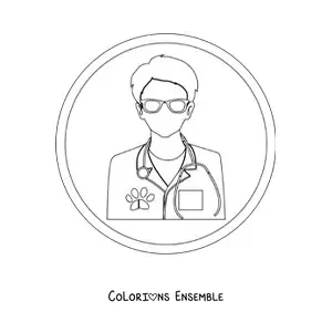 Image à colorier d’un vétérinaire en uniforme