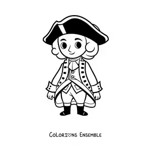 Image à colorier du président George Washington kawaii