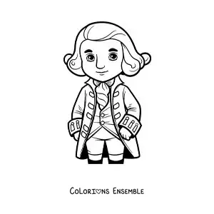 Image à colorier du président George Washington version dessin animé