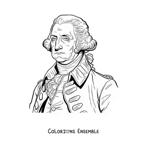 Image à colorier du président George Washington de façon réaliste