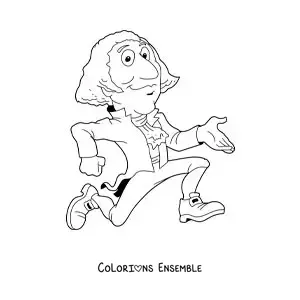 Image à colorier d’un dessin de George Washington pour les enfants