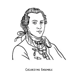 Image à colorier de George Washington, le premier président des États-Unis, version dessin animé
