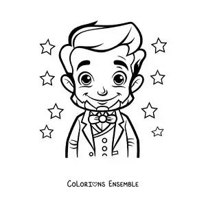 Image à colorier d’Abraham Lincoln kawaii