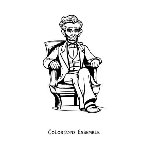 Image à colorier d’Abraham Lincoln assis