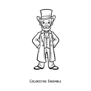 Image à colorier d’Abraham Lincoln version dessin animé