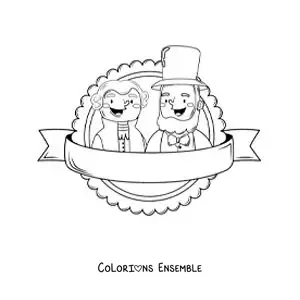 Image à colorier d’Abraham Lincoln et George Washington version dessin animé