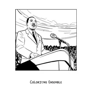 Image à colorier de Martin Luther King prononçant un discours
