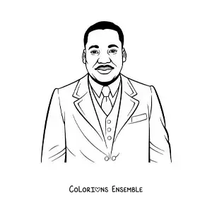 Image à colorier facile de Martin Luther King Jr version dessin animé