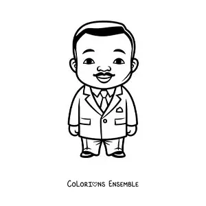 Image à colorier de Martin Luther King Jr kawaii