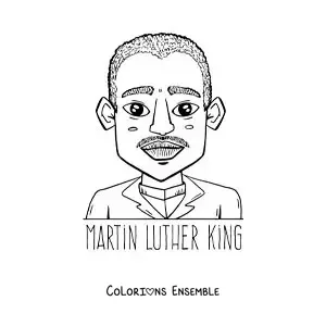 Image à colorier d’un dessin de Martin Luther King avec son nom