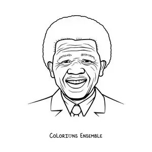 Image à colorier d’un portrait facile de Nelson Mandela