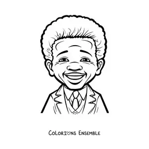 Image à colorier d’un dessin de Nelson Mandela