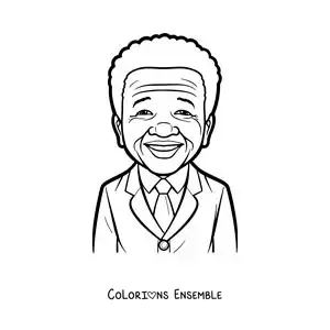 Image à colorier de Nelson Mandela version dessin animé