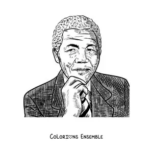 Image à colorier d’un portrait réaliste de Nelson Mandela