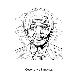 Image à colorier d’un portrait de Nelson Mandela