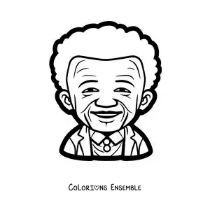 Image à colorier d’un dessin de Nelson Mandela pour les enfants