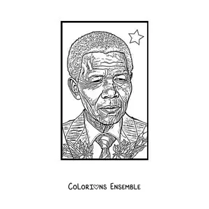 Image à colorier du visage de Nelson Mandela