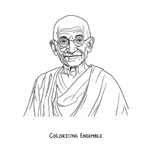 Image à colorier de Mahatma Gandhi de façon réaliste