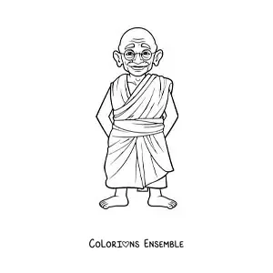 Image à colorier de Mahatma Gandhi version dessin animé