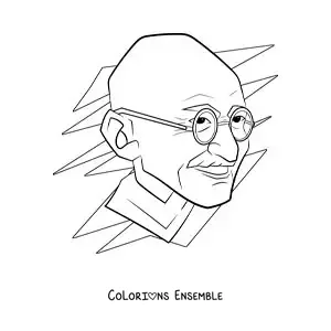 Image à colorier d’un portrait facile de Mahatma Gandhi