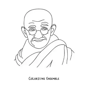 Image à colorier d’un portrait de Mahatma Gandhi