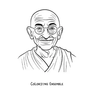 Image à colorier de Mahatma Gandhi souriant